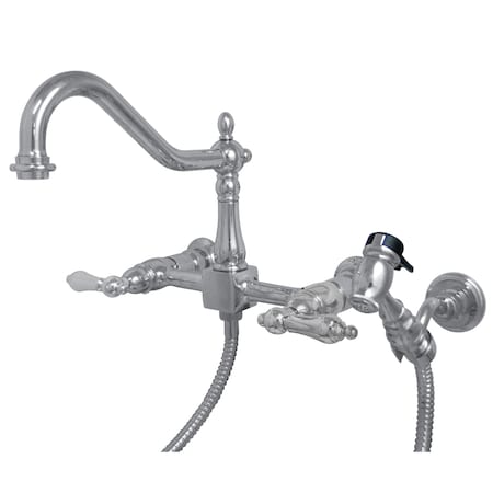 Heritage KS1241ALBS 2-Handle 8" Wall Mount Kitchen Faucet with Brass Sprayer KS1241ALBS